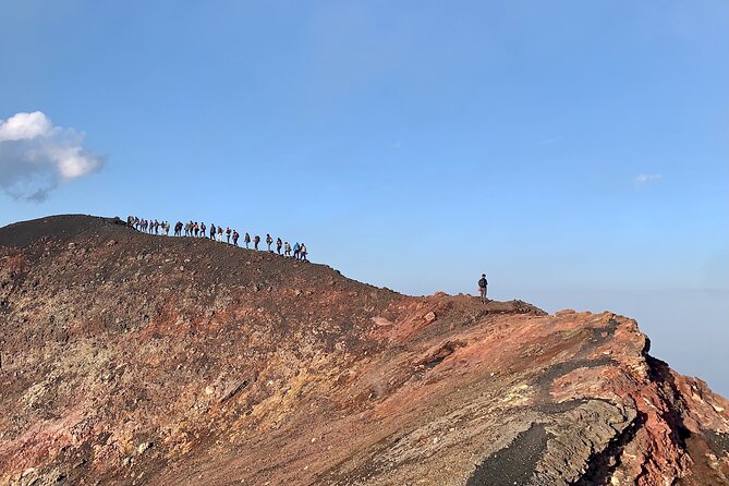 Etna excursion 3000 meters with 4x4 cable car and Trekking - The Return by Funivia: Volcanic Sand Views Back Toward Town