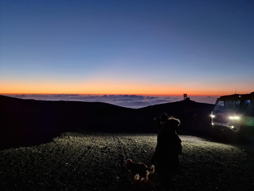 Etna North Sunset: Summit area & Craters of 2002 - Sunset waiting spot: views of the roof of Sicily
