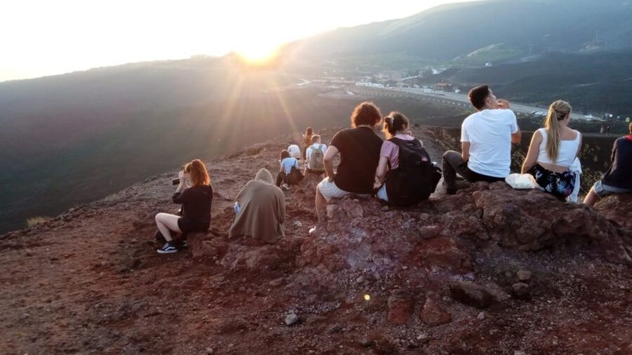 Etna Sunset Tour: Volcano trek, Cave & tasting from Catania - The crater hike near Rifugio Sapienza: easy pace, real wind