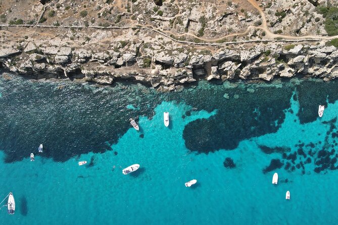 Favignana and Levanzo, Egadi islands tour by boat from Trapani - The swim-cove sequence: Cala Azzurra, Bue Marino, and Cala Rossa