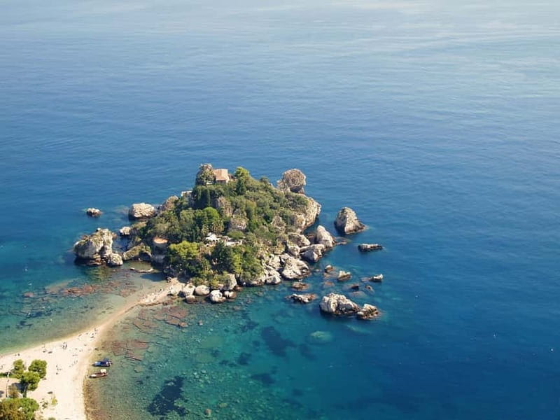 From Catania: Taormina, Isola bella & Castelmola tour - Isola Bella Bay: the Ionian Sea stop where swim time can happen
