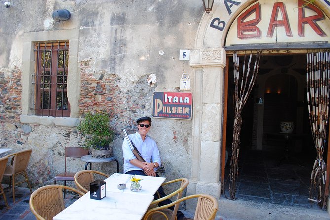 From Messina Cruise Terminal: Private Godfather tour + Lunch - Bar Vitelli: movie clues, Lupara photos, cannoli, and lemon granita