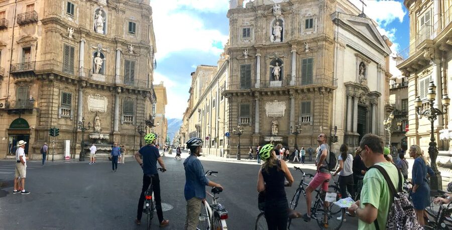 Palermo: Historic Center Guided Bike Tour with Food Tasting - Teatro Massimo and piazza San Domenico: art and street life in the same breath