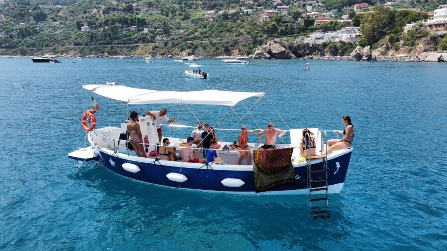 Private boat excursion along the coast of Cefalù - The boat setup: comfort first, swimming built in