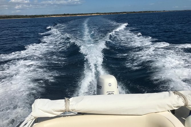 Sicily Boats Avola: Plemmirio boat tour 4 people 4 hours - Spiaggia di Gallina: white rocks, clear water, and a quick splash