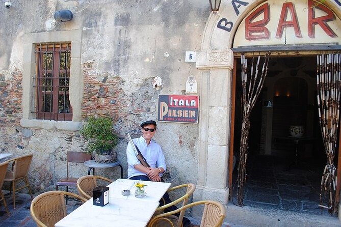 Taormina: Private/Guided Godfather with Authentic Pizza Tasting - Savoca’s streets: Bar Vitelli, Lupara photos, and a wedding church