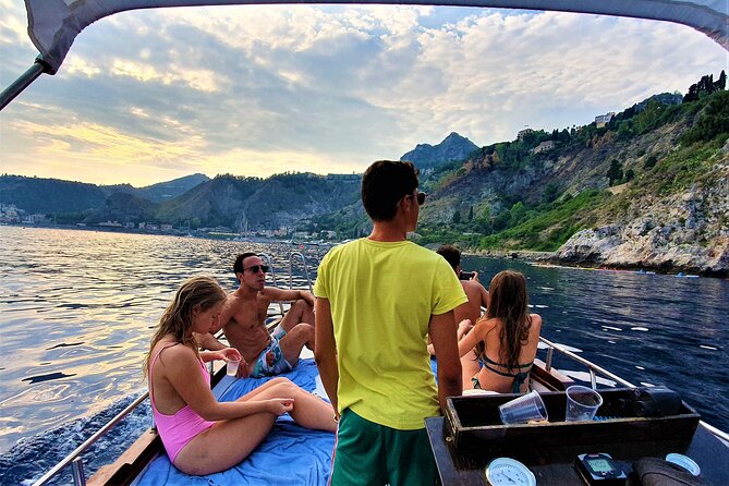 Taormina Sunset Aperitif on-Board - Capotaormina (Near UNAHOTELS Capotaormina): Etna Views and Rocky Water