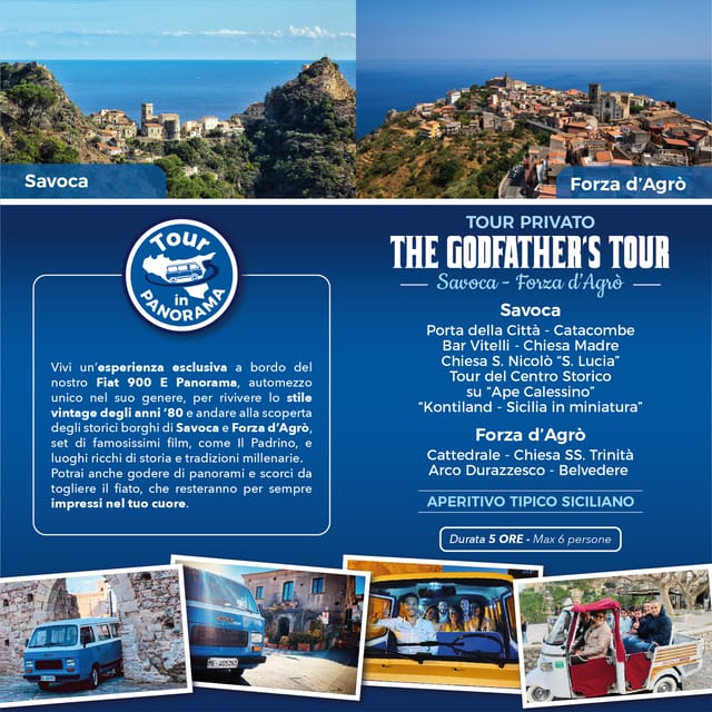 The GODFATHER'S Tour - Savoca and Forza d'Agrò - Vintage Fiat 900 E Panorama: turning a sightseeing day into a period film